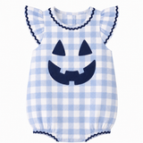 Girls Blue Gingham Jack O' Lantern Bubble
