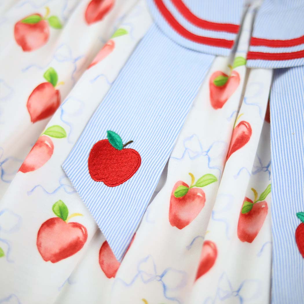 Apples & Bows Printed Bubble with Collar