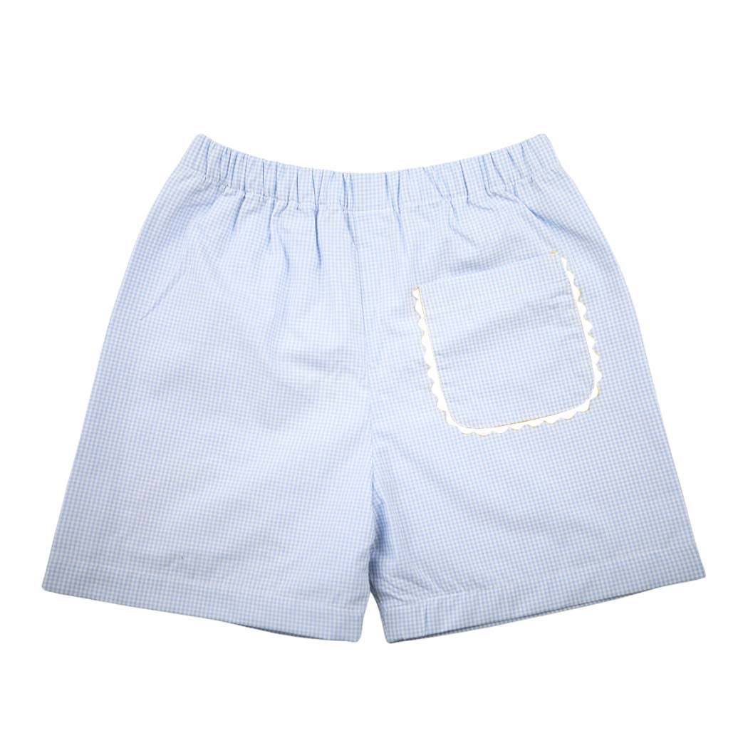 Blue Boys Shorts with Gingham Bunnies