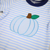 Blue Stripe Pumpkin Romper