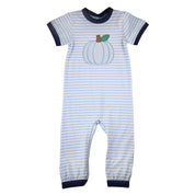 Blue Stripe Pumpkin Romper