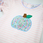 Pink Stripe Floral Pumpkin Romper