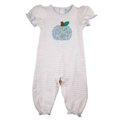 Pink Stripe Floral Pumpkin Romper