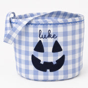 Blue Gingham Ghost Jack 'O Lantern Halloween Bucket