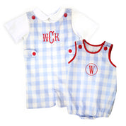 Patriotic Baby Blue Gingham Bubble