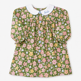 Green Floral Dress with Gingham Buttons