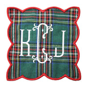 Green Tartan Monogram Cocktail Napkin