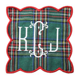 Green Tartan Monogram Cocktail Napkin