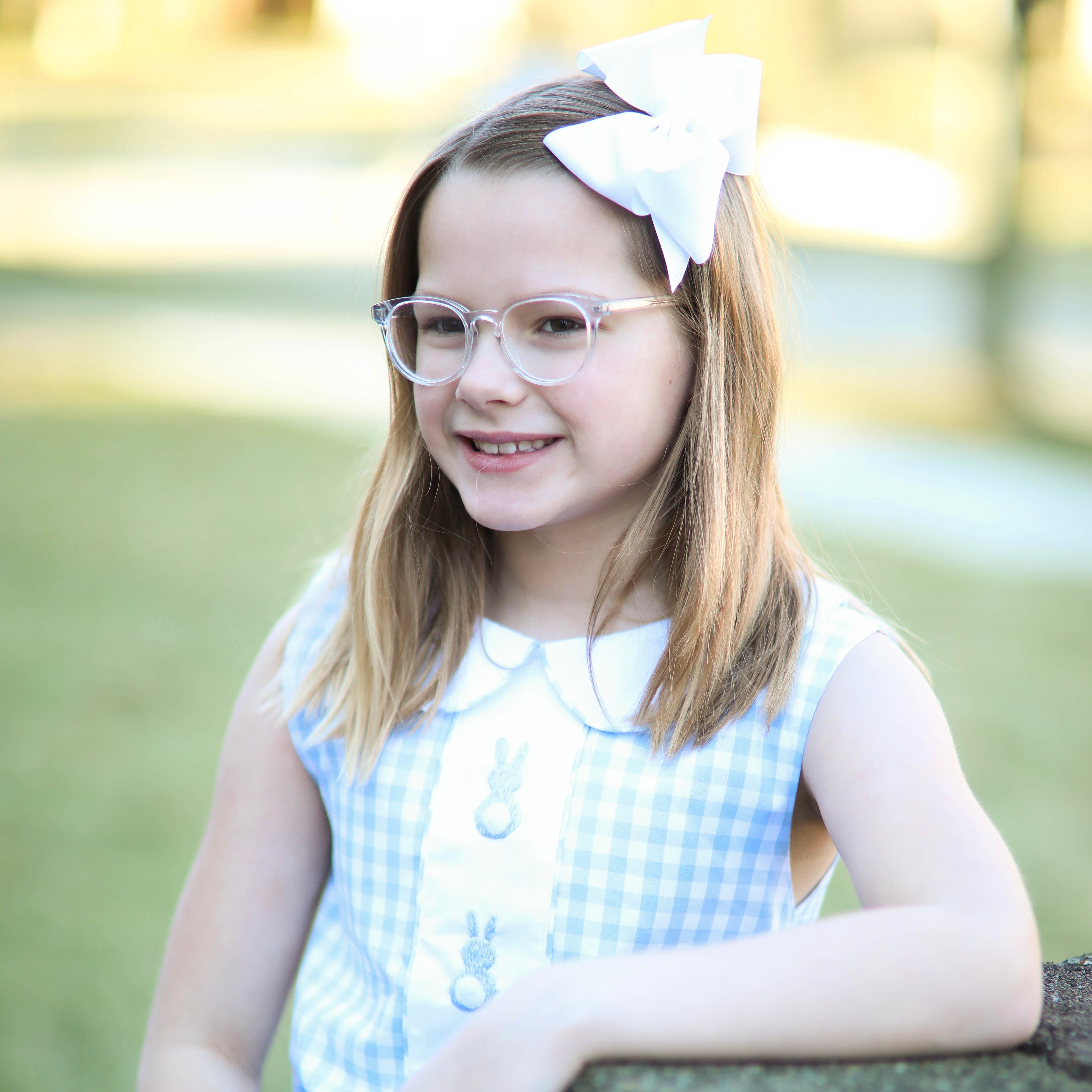 Blue Gingham Easter Bunny Sleeveless Dress