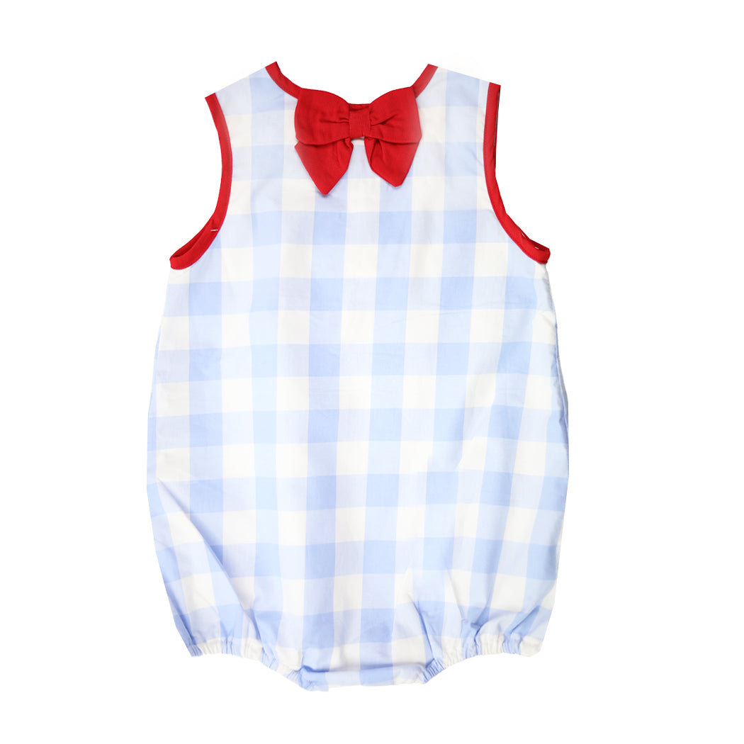Patriotic Baby Blue Gingham Bubble with Bow