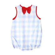 Patriotic Baby Blue Gingham Bubble with Bow