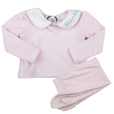 Pink Gingham Long Sleeve Pant Set