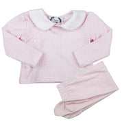 Pink Gingham Long Sleeve Pant Set
