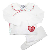 White Gingham Heart Long Sleeve Pant Set
