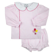 Birthday Pink Windowpane Balloon Swing Set