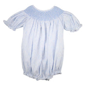 Blue Bunny Toile Smocked Bubble
