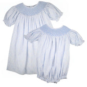 Blue Bunny Toile Smocked Dress