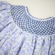 Blue Floral Smocked Dress