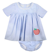 Blue Striped Swing Set with Apple Applique