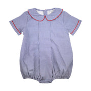 Navy Gingham with Red Trim Bubble