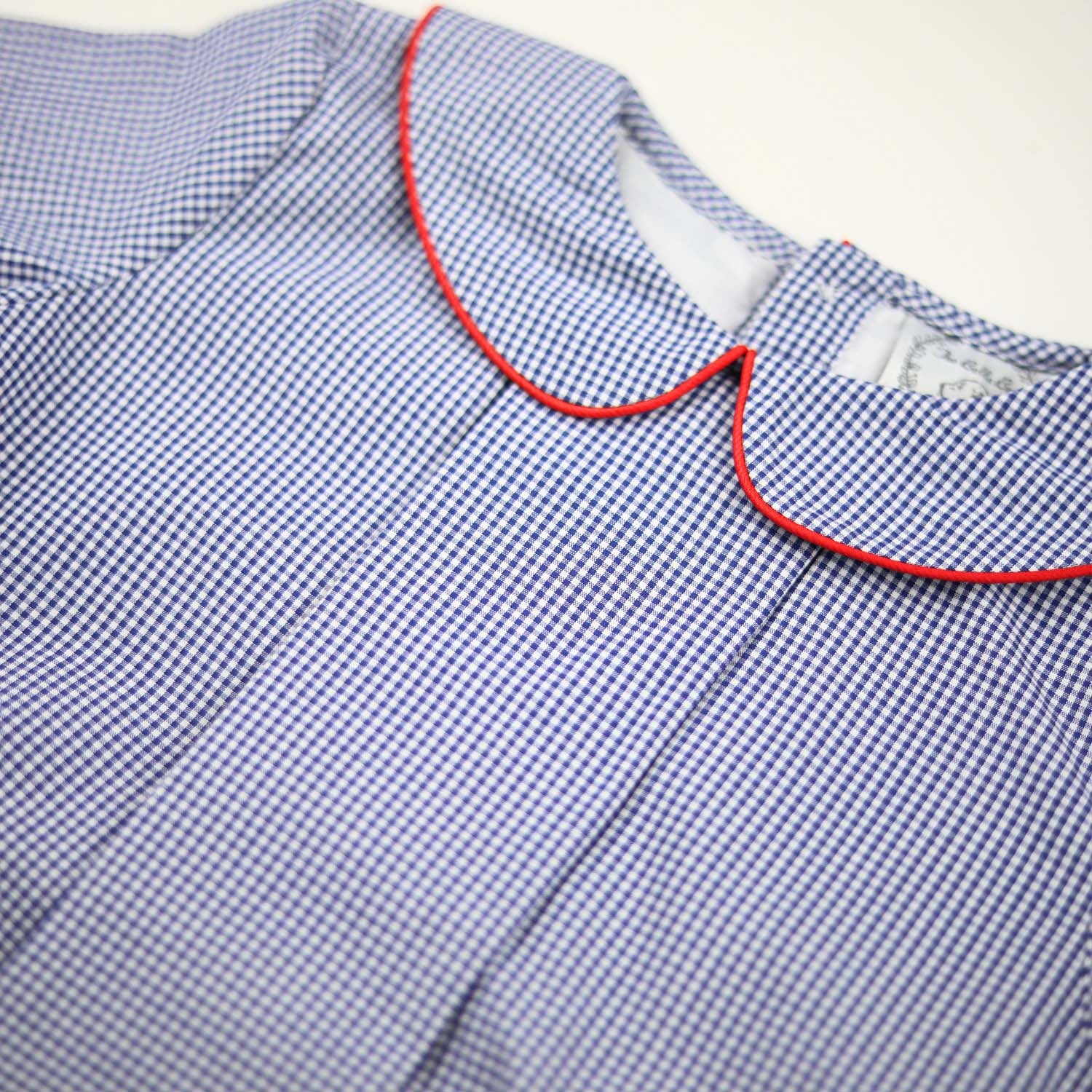 Navy Gingham with Red Trim Bubble