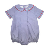Navy Gingham with Red Trim Bubble