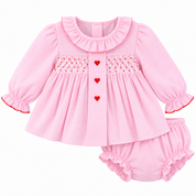 Pink Gingham Smocked Hearts Swing Set
