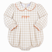 Girls Autumn Khaki Gingham Bubble