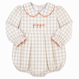 Girls Autumn Khaki Gingham Bubble