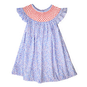 Patriotic Smocked Floral Dress