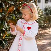 Scalloped Heart Dress with Red Trim