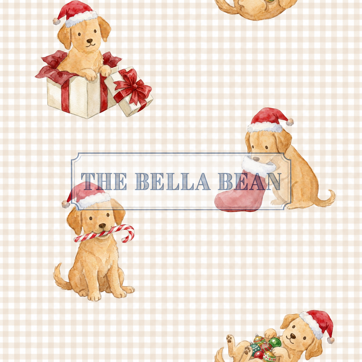 Christmas Santa Puppies Bib Romper