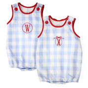 Patriotic Baby Blue Gingham Bubble with Bow