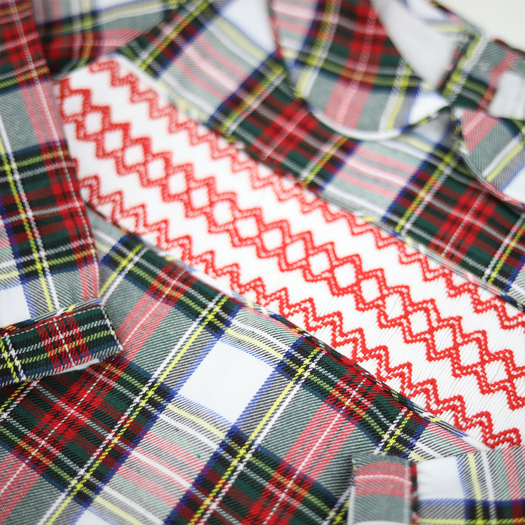 Boys Smocked Christmas Tartan Romper