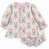 Scalloped Floral Swing Set with Pink Trim