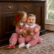 Christmas Girls Red Striped Gingerbread Romper