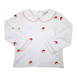 Embroidered Santa Shirt with Peter Pan Collar