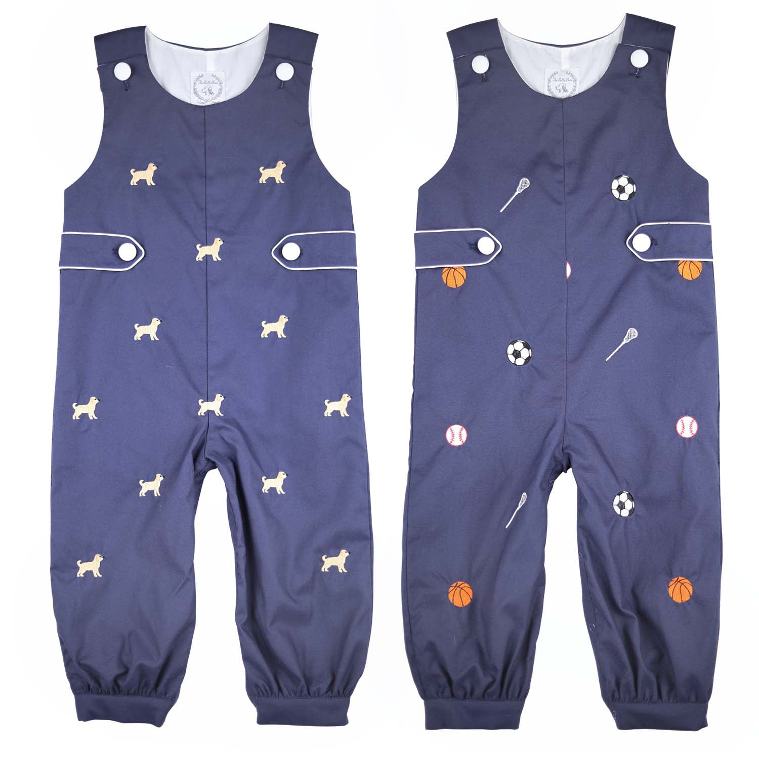 Navy Oxford Dog Romper