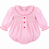 Pink Gingham Smocked Hearts Bubble