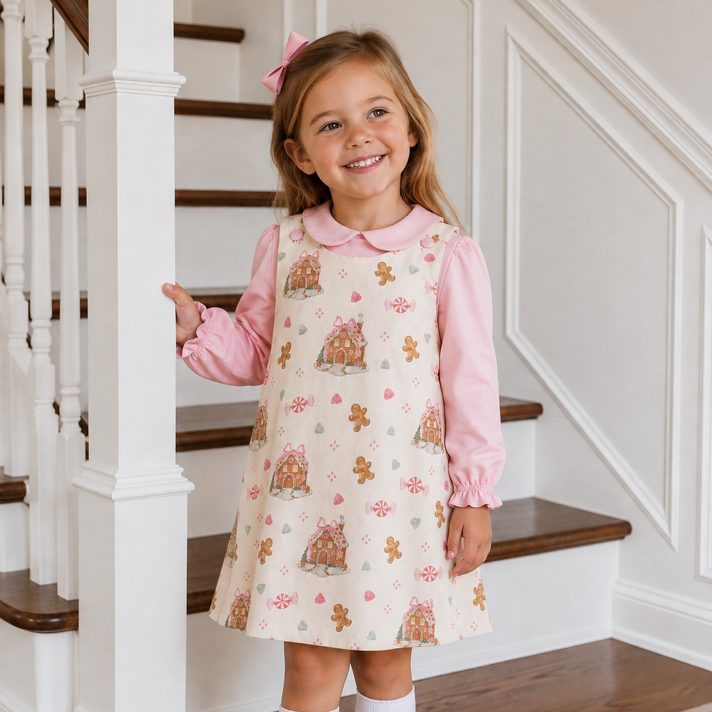 Christmas Pink Gingerbread Jumper Dress