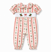 Christmas Smocked Holly Romper