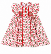 Smocked Christmas Tree Bows Dress