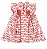 Smocked Christmas Tree Bows Dress