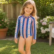 Girls Patriotic Rashguard Swimsuit