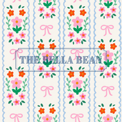 Scalloped Floral Swing Set with Pink Trim