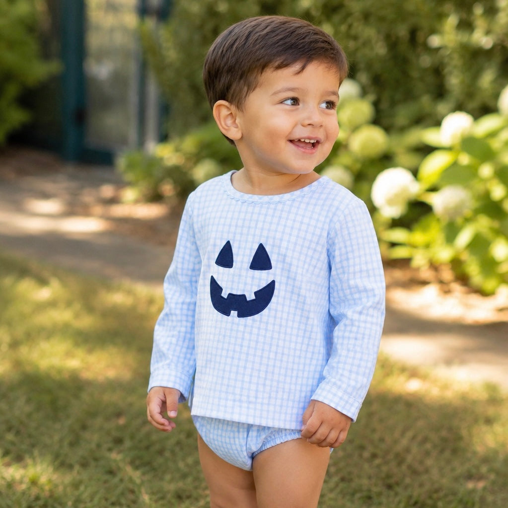 Blue Boo-Tastic Jack-O-Lantern Bloomer Set