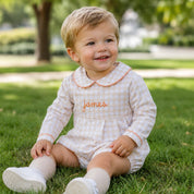 Boys Autumn Khaki Gingham Bubble