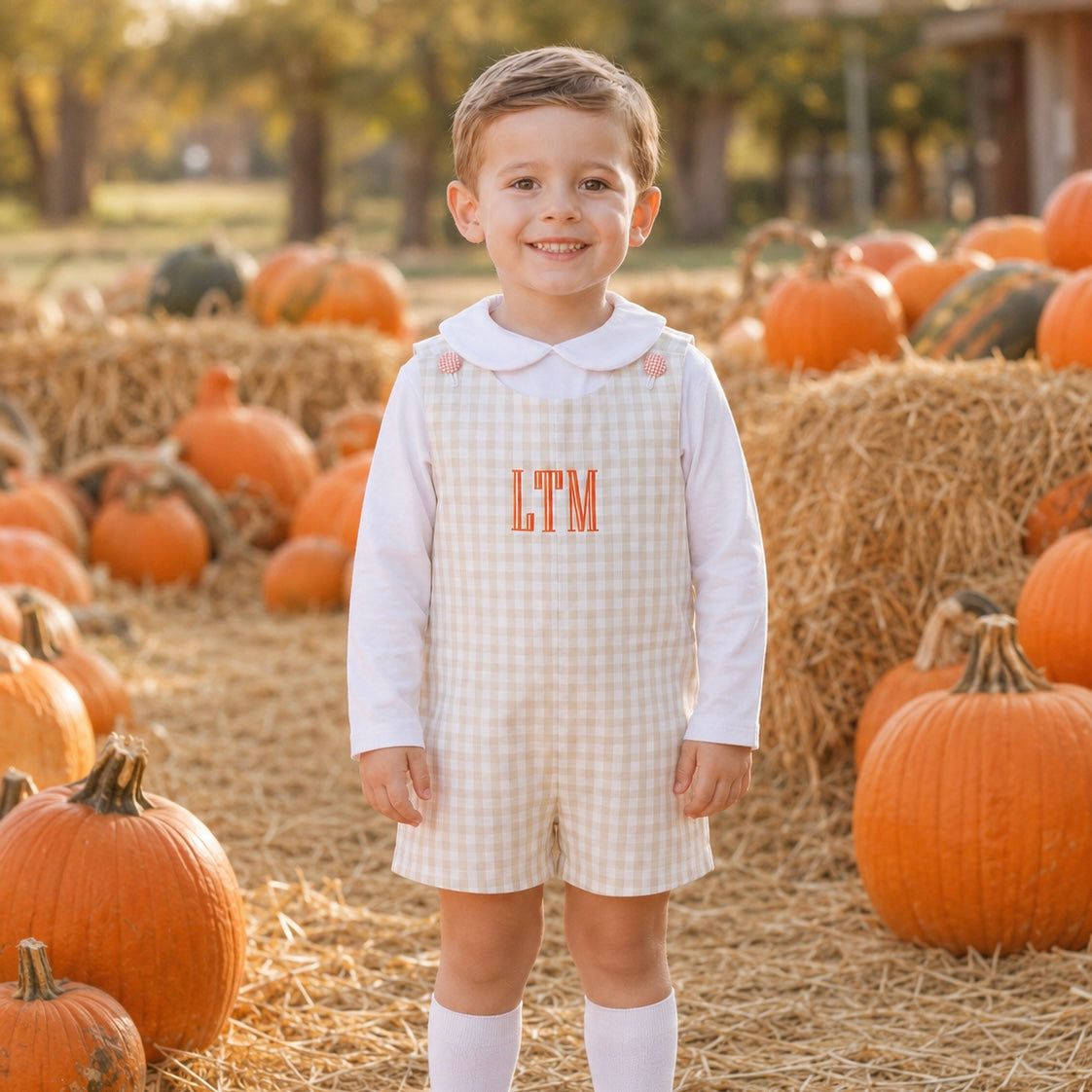 Autumn Khaki Gingham Shortall