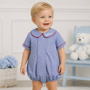 Navy Gingham with Red Trim Bubble