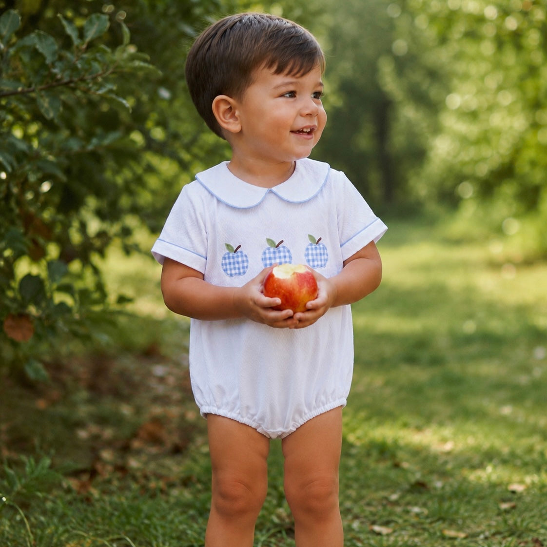 Baby Blue Gingham Apple Bubble